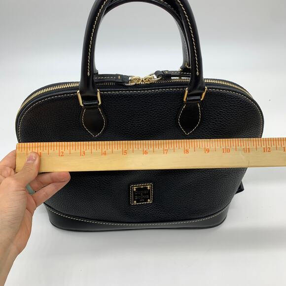 Dooney & Bourke Black Pebble Leather Purse Zip Satchel Handbags - Picture 4 of 15